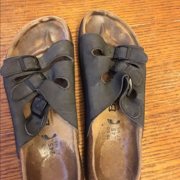 3 strap betula Birkenstock sandals 38 size 7 black - Picture 4 of 8